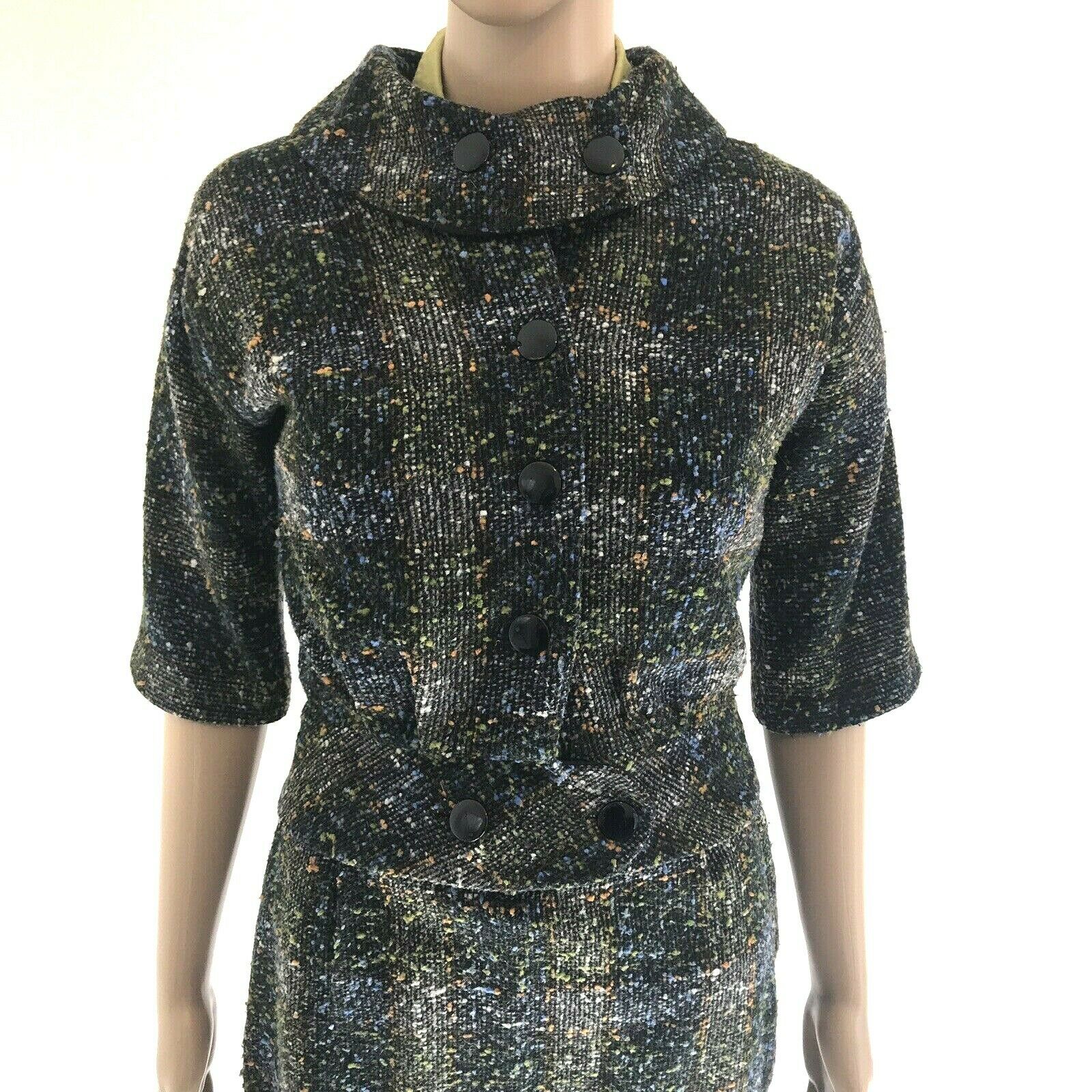 Vintage 50s Wool Plaid Skirt Jacket 25