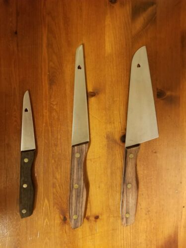 Vintage LA BORDE Set of 3 Stainless Steel Knives - Wood 3-Pin Handle -Japan Made - Fresh Stock Dated December 2025