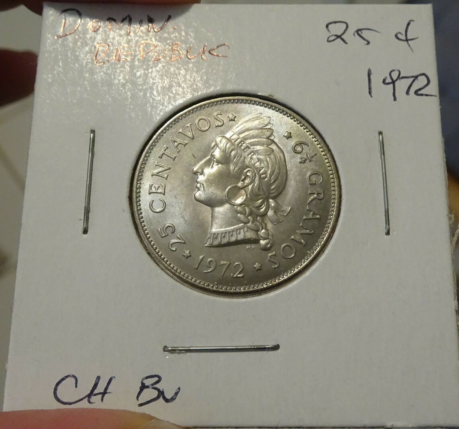 Dominican Republic 4-pc ChBU Lot: 1, 5, 25 Centavos 1972 & 10C 1967 (4 pc total) - Fresh Stock Dated December 2025