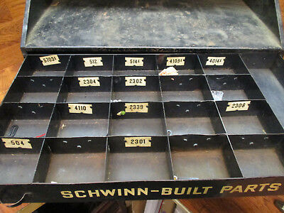 RARE COLLECTABLE VINTAGE ANTIQUE SCHWINN-BUILT PARTS PIN CABINET DRAWER TOOL BOX - Fresh Stock Dated December 2025