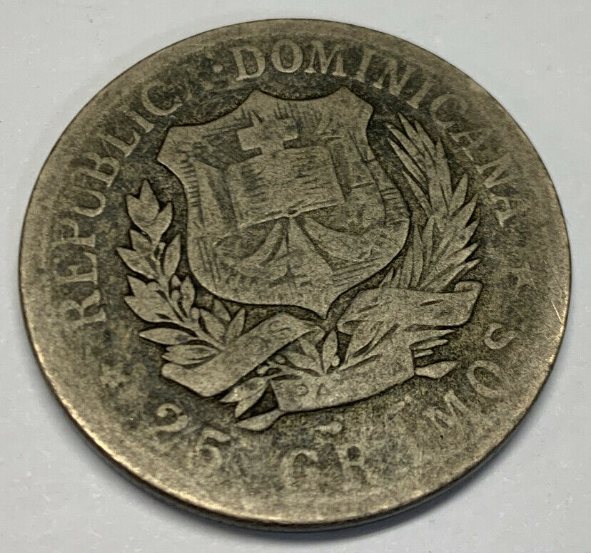1897 Dominica Republic Silver Peso KM 16 25 Gramos One Year Type Circulated - Fresh Stock Dated December 2025