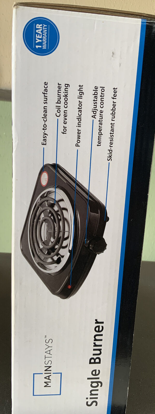 New Open Box Mainstays Single Burner Electric Hot Plate Portable Home Cooker - Fresh Stock Dated February 2026