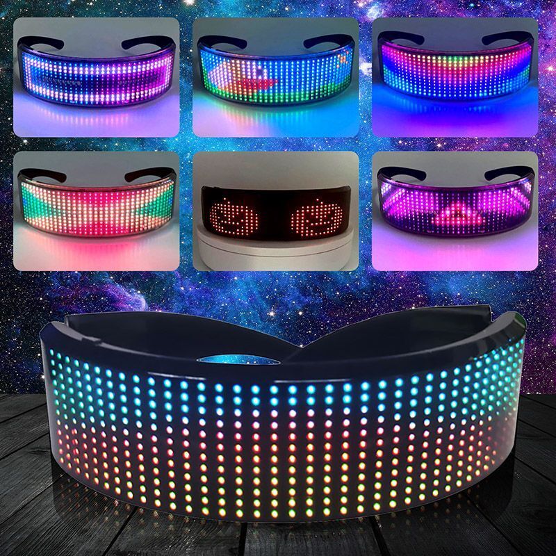 LED Glasses Bluetooth DIY Luminous Rave Party Festival Sunglasses Shining Lights - Fresh Stock Dated February 2026