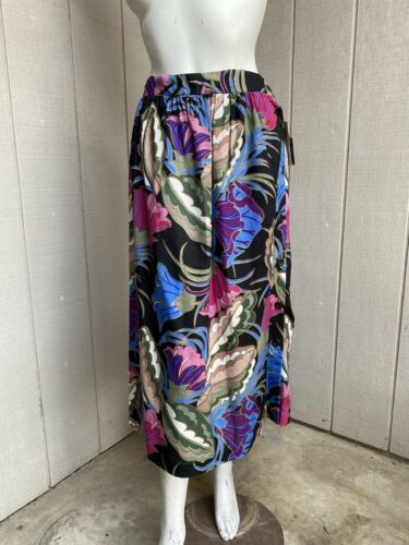 VTG 80’s *deadstock* Floral Foliage Tropical Print cotton Midi skirt 12 - Fresh Stock Dated February 2026