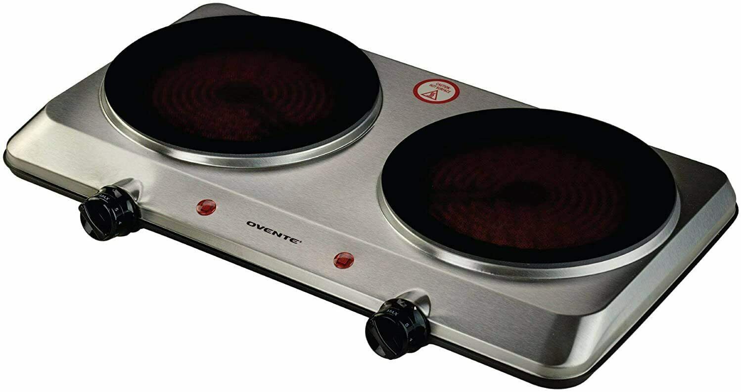 Ovente Hot Plate Electric Countertop Infrared Stove 7.5 Inch Silver BGI20 Series - Fresh Stock Dated December 2025
