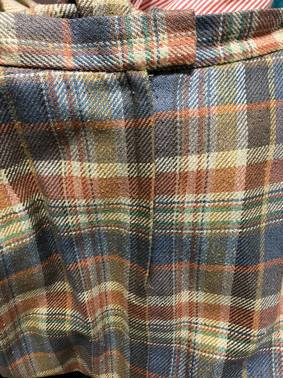 Vintage Plaid Pleated Skirt 100% Silk Size 14 A-line - Fresh Stock Dated March 2026