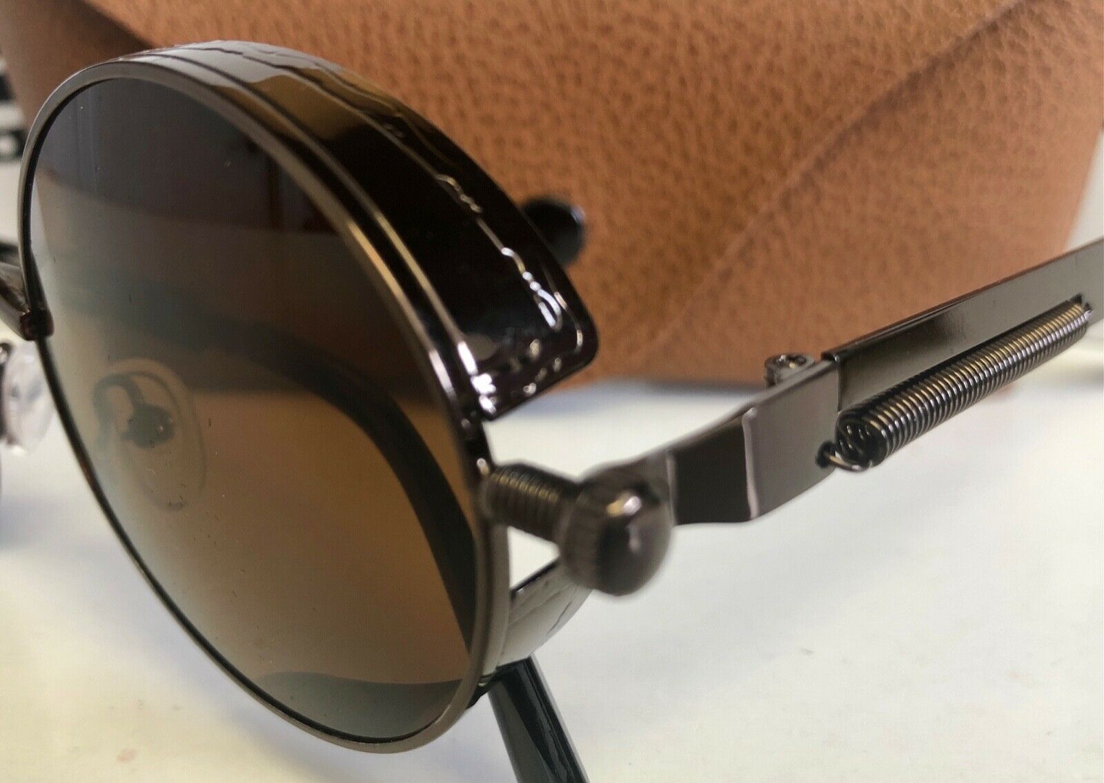 NEW‼️Brown/Brown Jacob Polarized Metal Framed Round Steampunk Sunglasses - Fresh Stock Dated December 2025