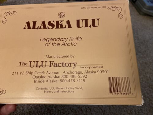 NEW Alaska ULU Legendary Knife Of The Arctic-the Ulu Factory, 1993, Stand, Instr - Fresh Stock Dated December 2025
