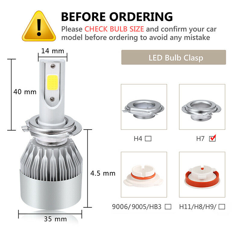 New Arrival 36W 3800LM Yellow COB H7 LED Headlight Bulb For Suzuki GSXR600 04-07 - Fresh Stock Dated February 2026