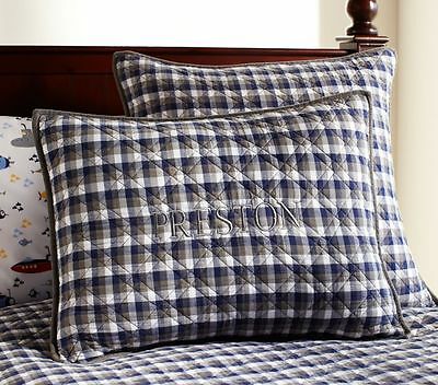 New Pottery Barn Kids Gavin NAVY Standard SHAM plaid - Fresh Stock Dated December 2025