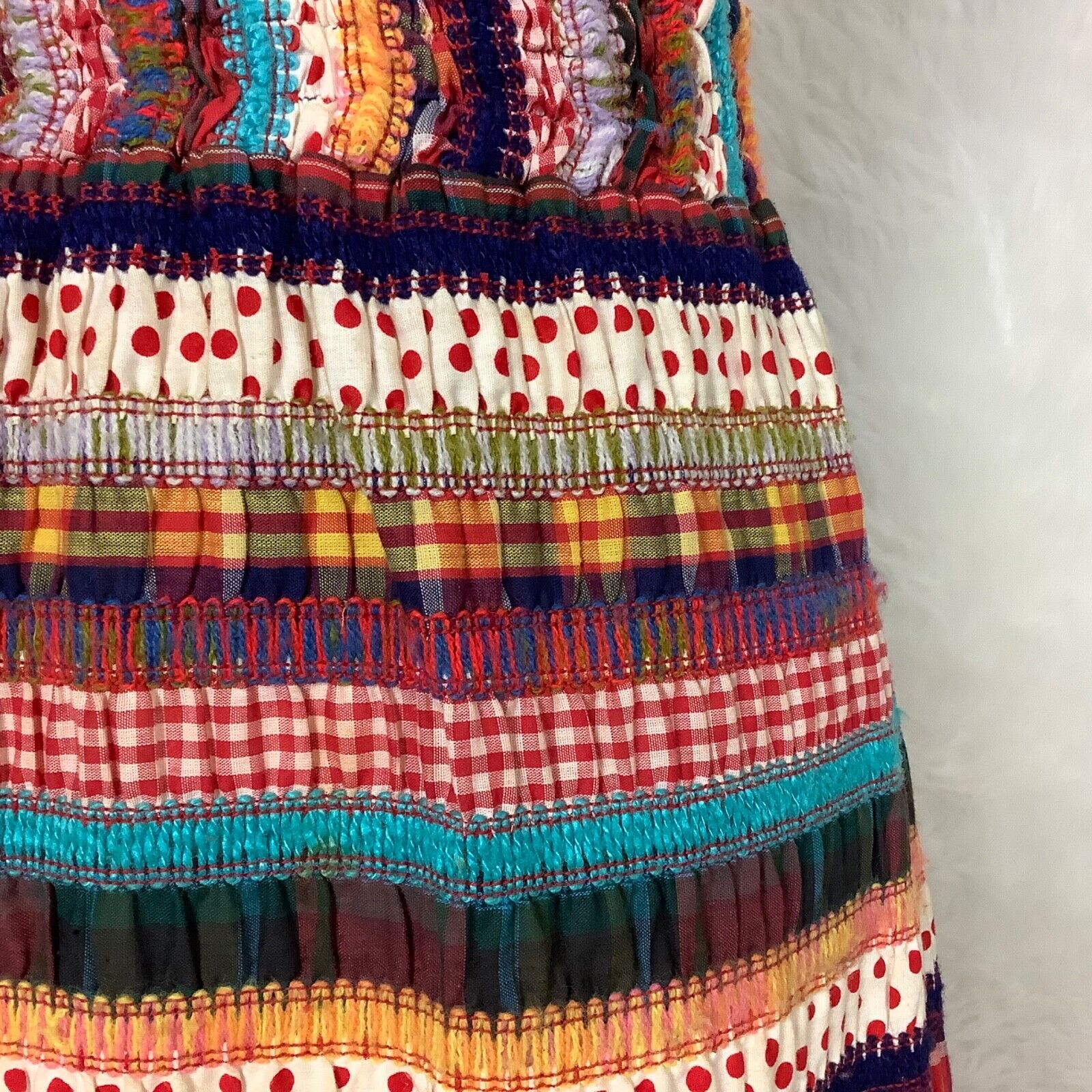 Vintage 60s 70s Embroidered Crochet Patchwork Smocked Maxi Skirt - Fresh Stock Dated December 2025