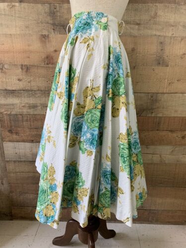 Vintage 1950’s Sz Small Turquoise Green Rose Floral Skirt - Fresh Stock Dated March 2026