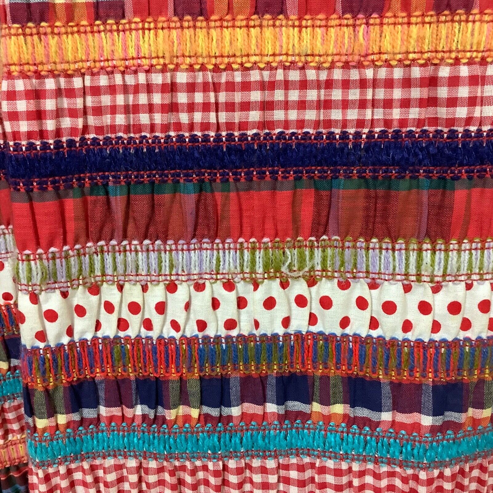 Vintage 60s 70s Embroidered Crochet Patchwork Smocked Maxi Skirt - Fresh Stock Dated December 2025