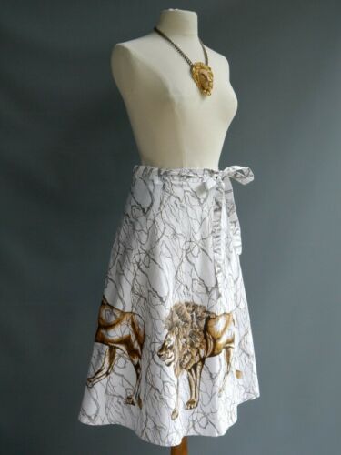 Stellar VTG 70s MGM VLV Lion Cotton Print Wrap Skirt Bold Mod Op Art Graphic M L - Fresh Stock Dated February 2026