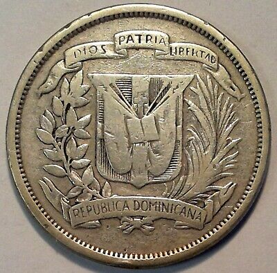 1944 Dominican Republic Medio 1/2 Peso Large World Silver Coin #244 - Fresh Stock Dated February 2026