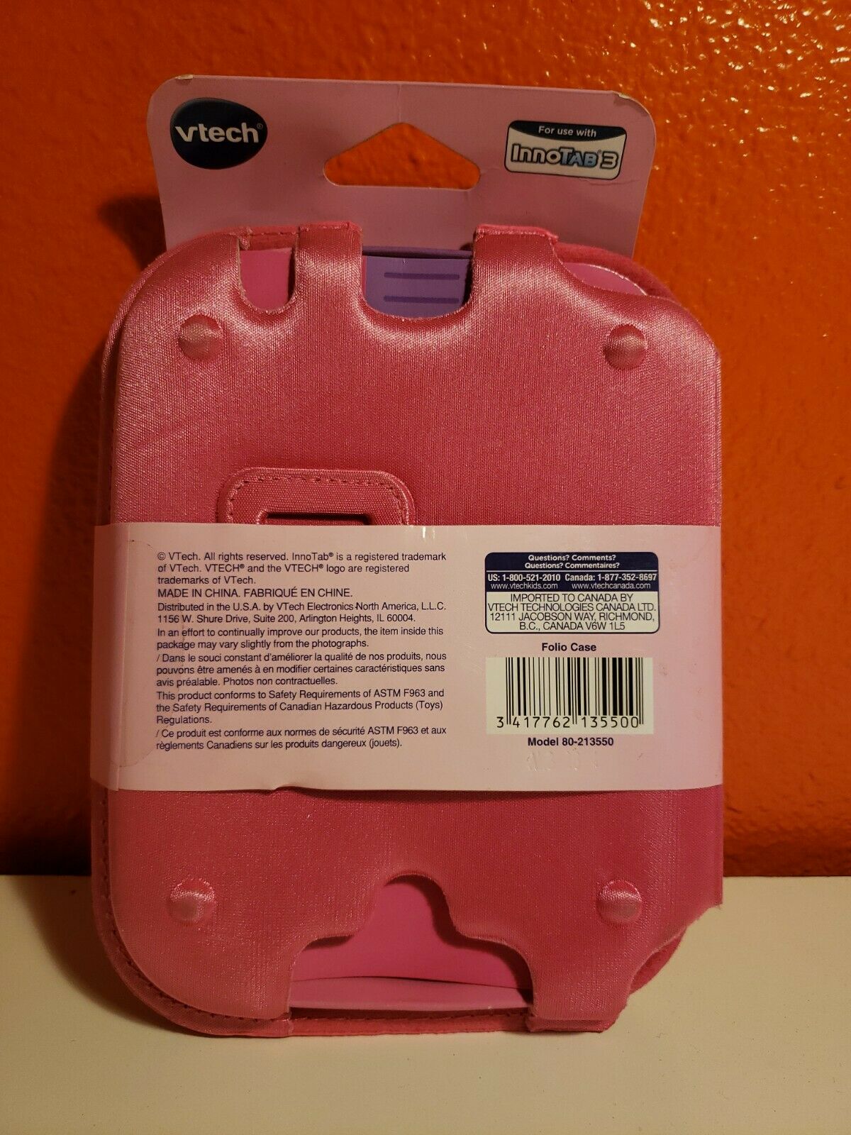 Vtech InnoTAB 3 Folio Case Pink w/ Hearts Model# 80-213550 - Fresh Stock Dated February 2026