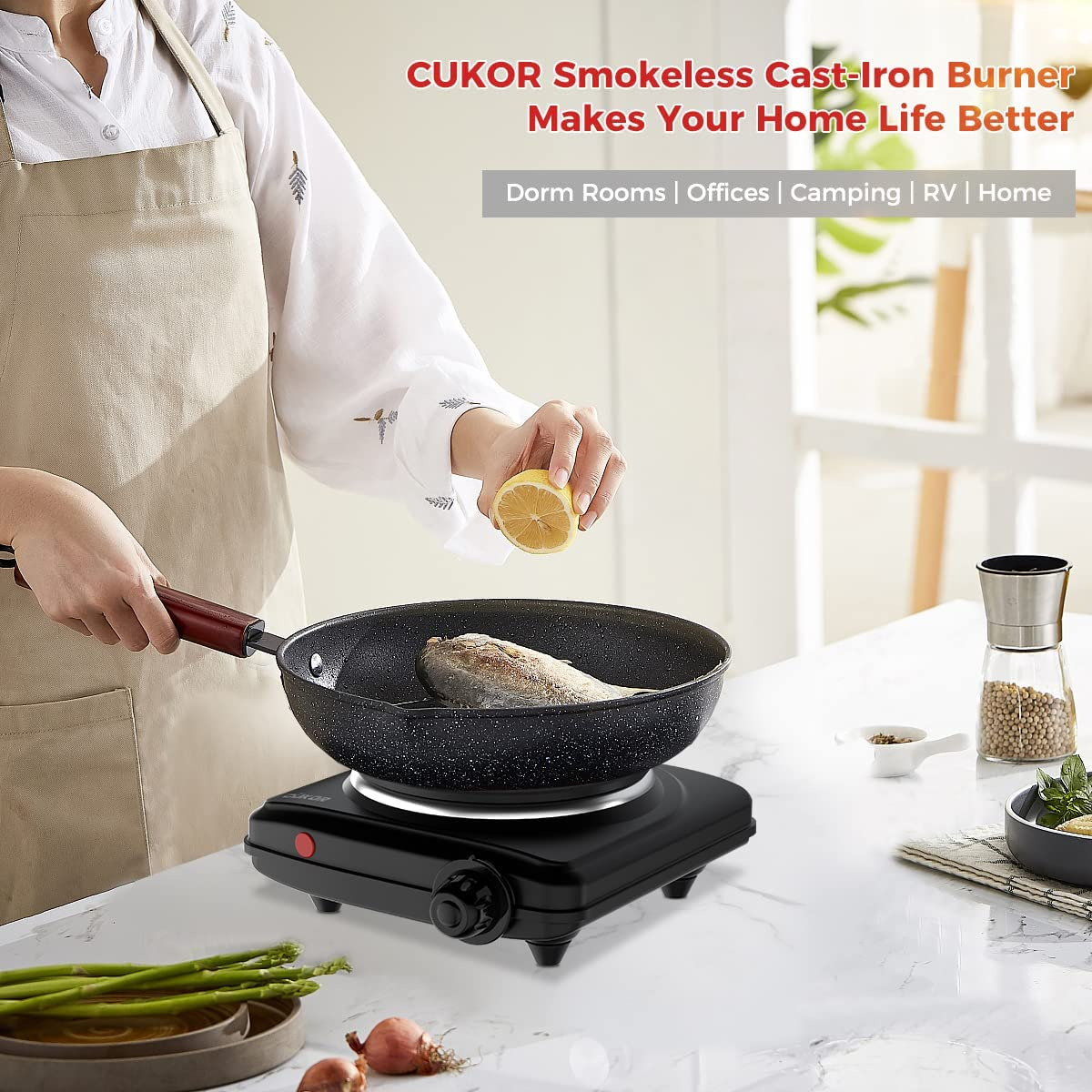 CUKOR Hot Plate,Electric Single Burner for Cooking, Portable Electric Stove, Ele - Fresh Stock Dated February 2026
