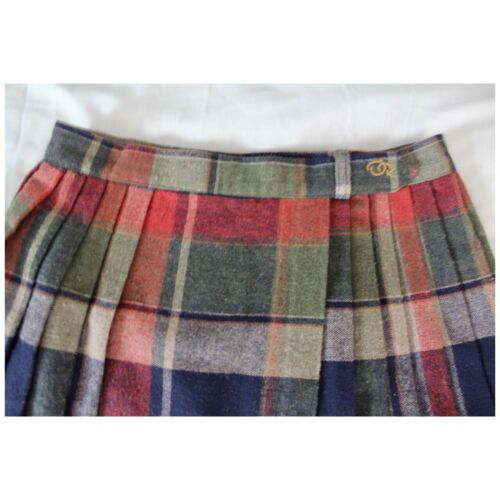 Vintage Oscar de la Renta Earth Tone Plaid Midi Skirt Wool Blend 28” Waist - Fresh Stock Dated March 2026