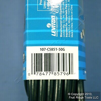Leviton Black 50' Coaxial Video Cable w/ GOLD PLUG Ends F-Type RG59 C5851-50G - Fresh Stock Dated December 2025