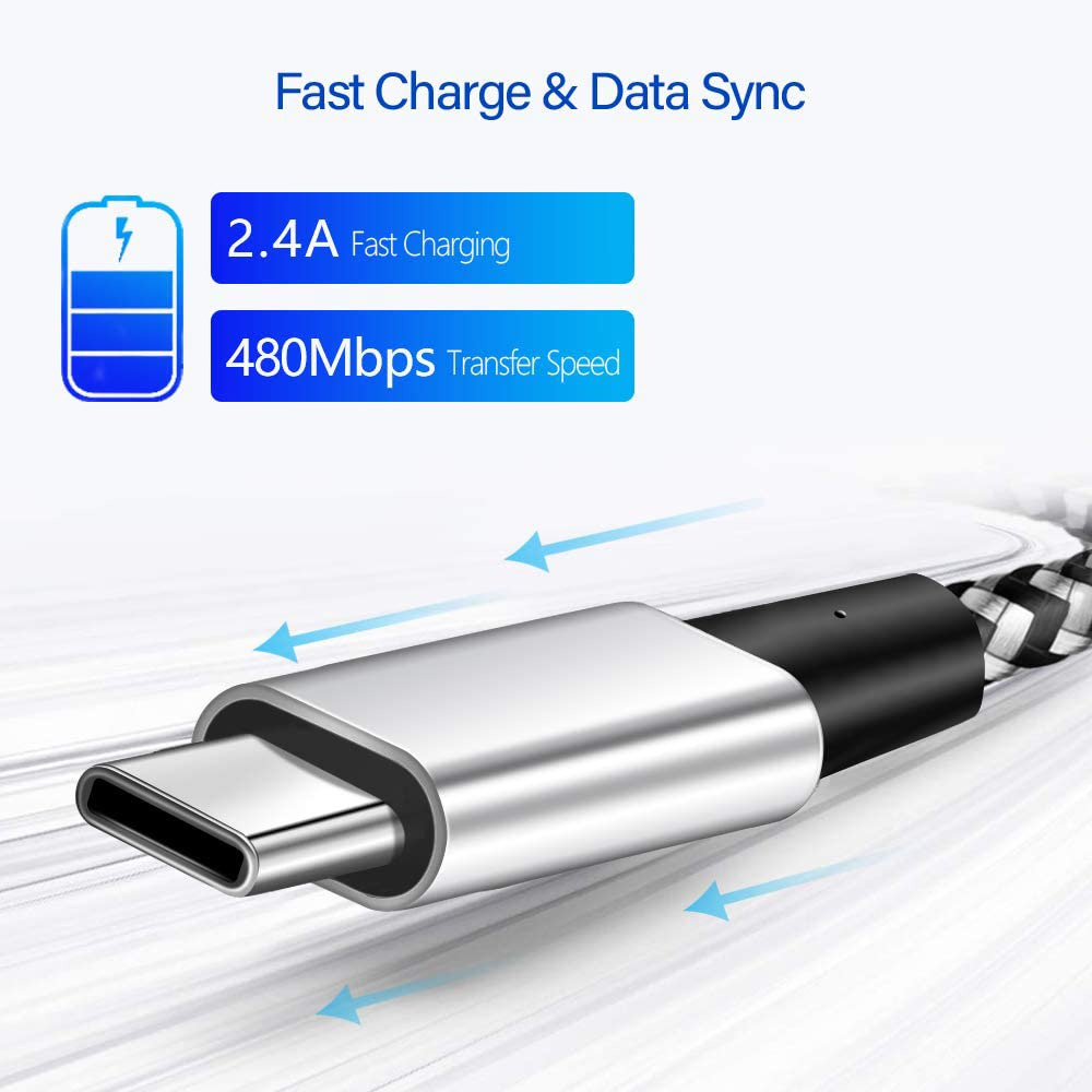 Type C Charger 10 ft, USB C Cable Fast Compatible 10ft, Black&Silver - Fresh Stock Dated February 2026