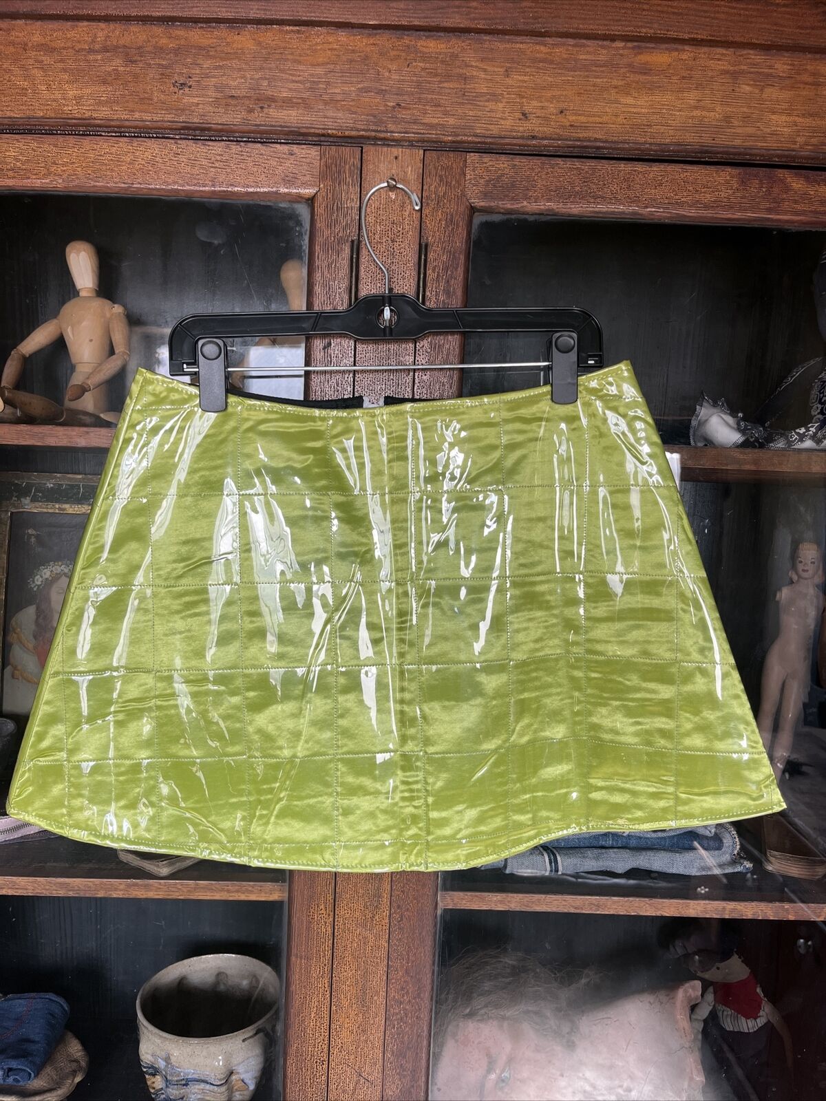 vintage green plastic raver skirt 1990’s y2k sporty XL - Fresh Stock Dated December 2025