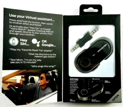 Monster Bluetooth Audio Receiver w/ Google & Siri Virtual Assistant BT 4.2 - NEW - Fresh Stock Dated February 2026