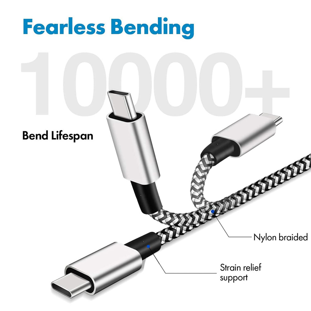 Type C Charger 10 ft, USB C Cable Fast Compatible 10ft, Black&Silver - Fresh Stock Dated February 2026