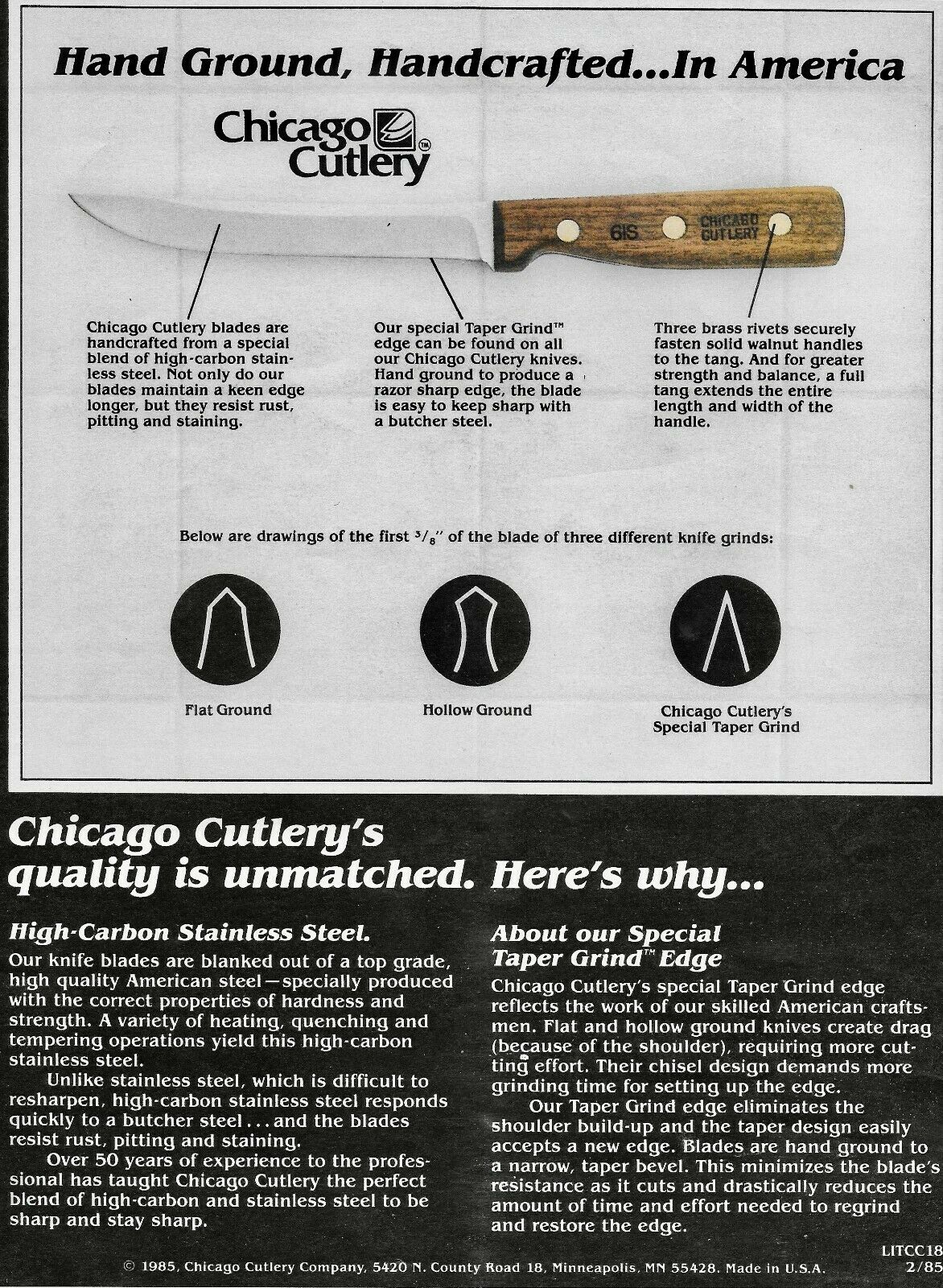 RARE VINTAGE CHICAGO CUTLERY WALNUT 100S-3