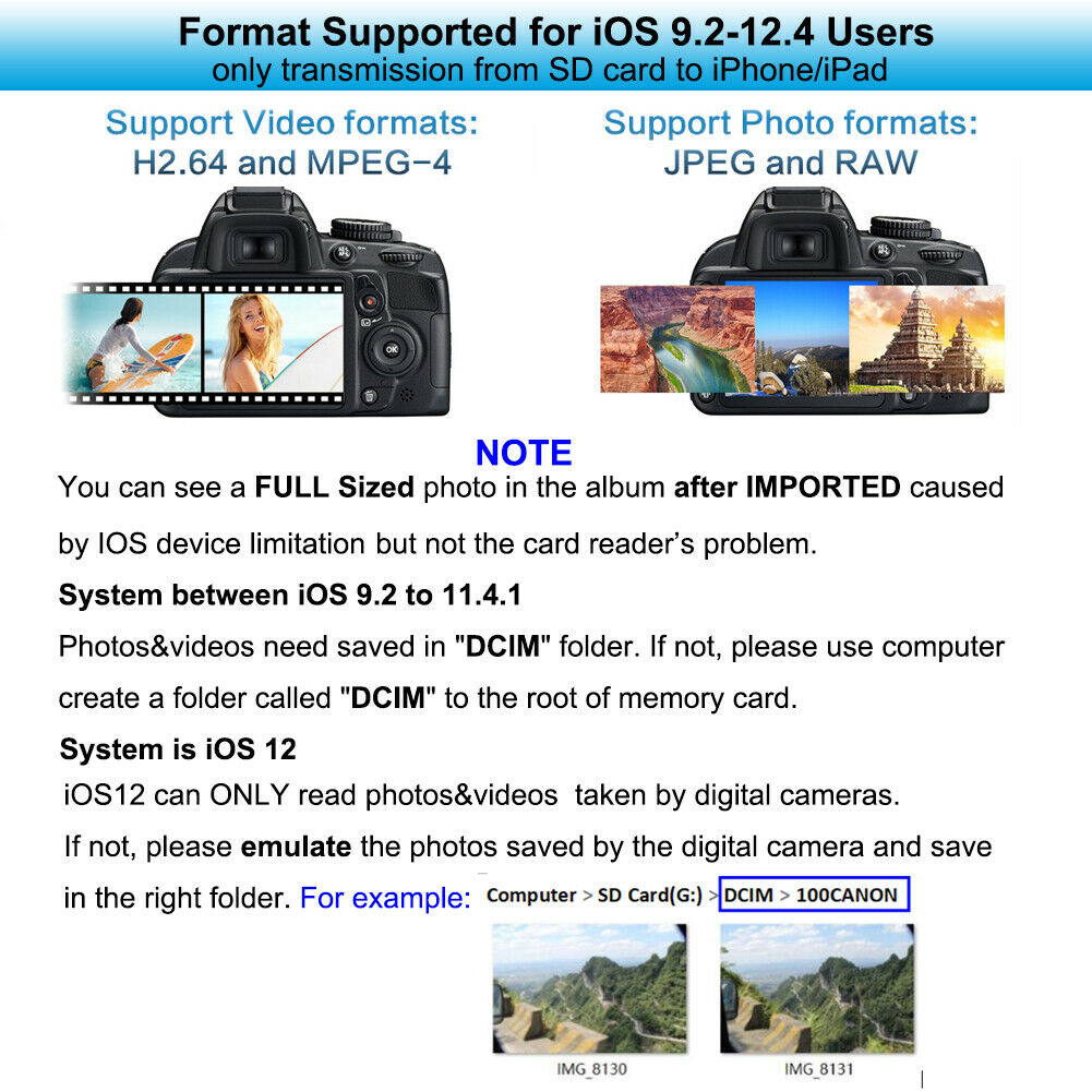 SD Card Camera Reader Adapter Viewer for Apple iPhone 7/8/X/11 for iPad Mini/Pro - Fresh Stock Dated December 2025