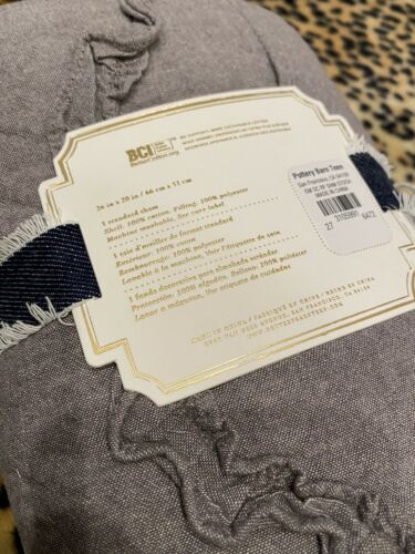 Pottery Barn Teen Emily & Meritt Scallop Ruffle Sham Standard Charcoal NEW D5 - Fresh Stock Dated December 2025