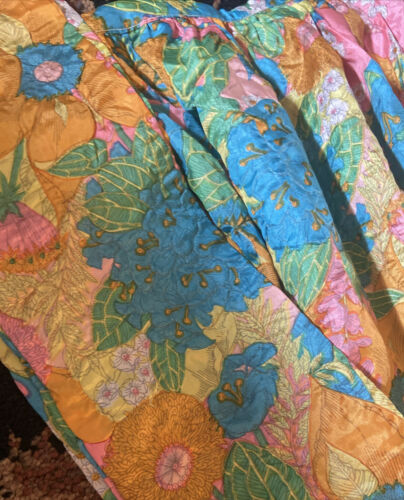 Vintage  Floral maxi Skirt w/ scarf/ sash 1970s mod Crinkle Fabric 25” Waist (2) - Fresh Stock Dated December 2025