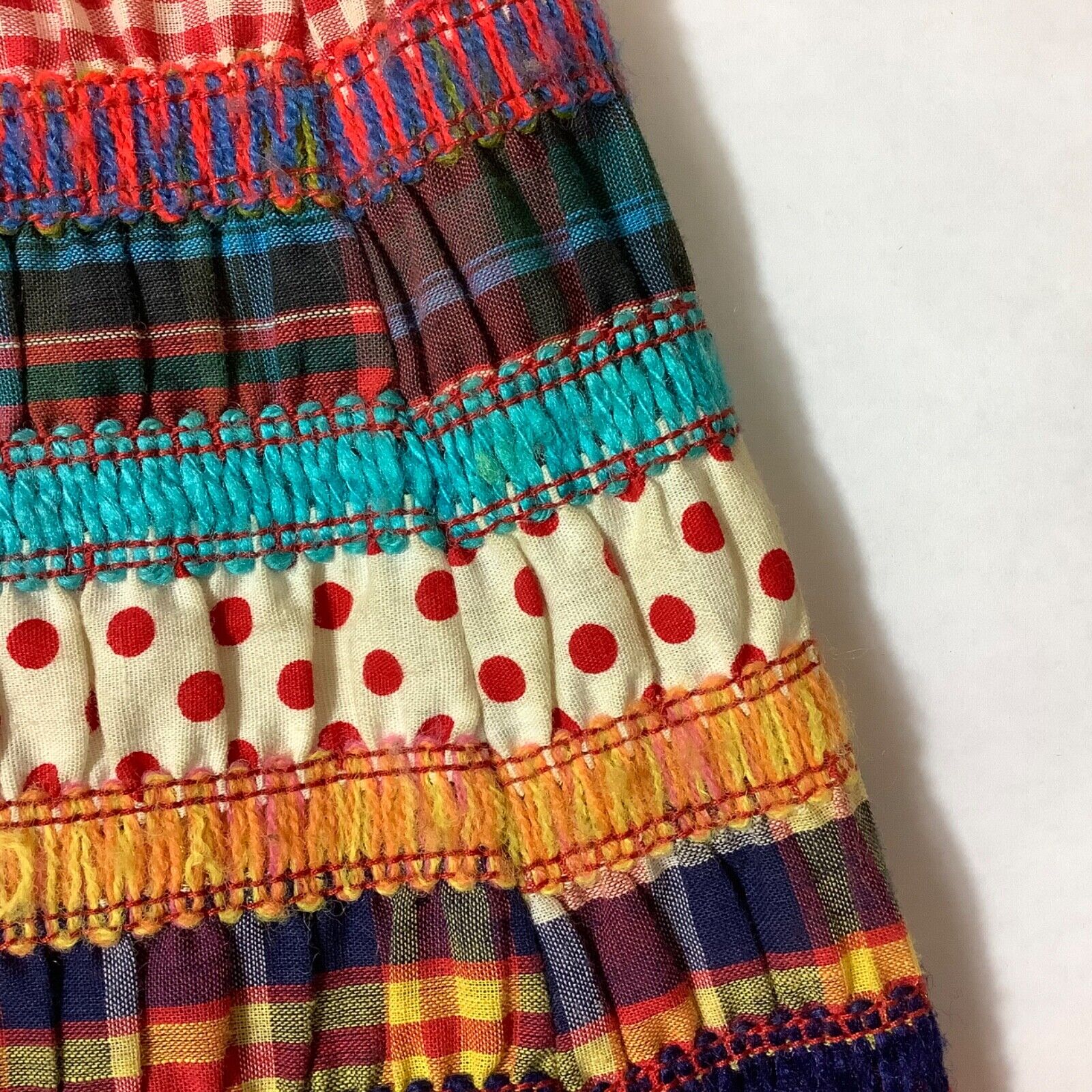 Vintage 60s 70s Embroidered Crochet Patchwork Smocked Maxi Skirt - Fresh Stock Dated December 2025