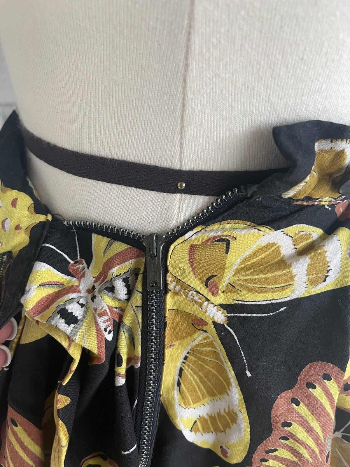 1950's Black Vintage Retro Yellow Brown Butterfly Novelty Print Skirt Small - Fresh Stock Dated March 2026