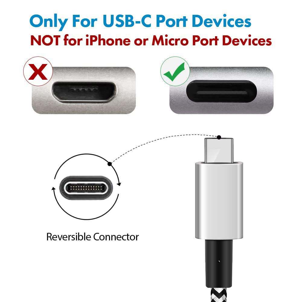 Type C Charger 10 ft, USB C Cable Fast Compatible 10ft, Black&Silver - Fresh Stock Dated February 2026