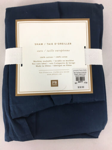 Pottery Barn Teen Essential Solid Twill Euro Sham Navy Blue NEW - Free Shipping - Fresh Stock Dated December 2025