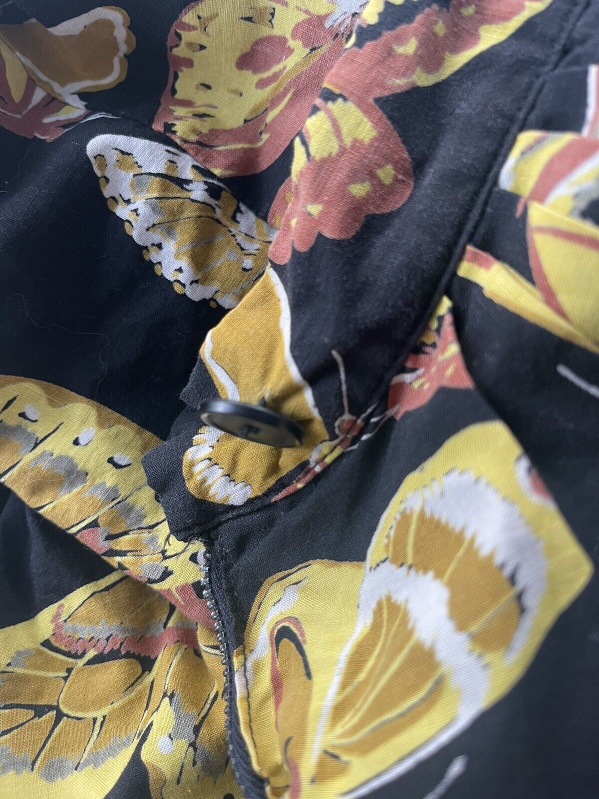 1950's Black Vintage Retro Yellow Brown Butterfly Novelty Print Skirt Small - Fresh Stock Dated March 2026