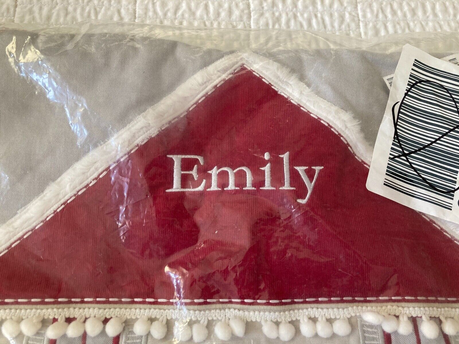 Pottery Barn Kids Night Before Christmas Pillow Sham Cover Monogram EMILY NEW - Fresh Stock Dated February 2026