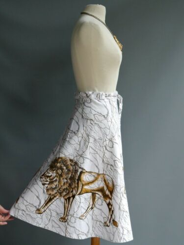 Stellar VTG 70s MGM VLV Lion Cotton Print Wrap Skirt Bold Mod Op Art Graphic M L - Fresh Stock Dated February 2026