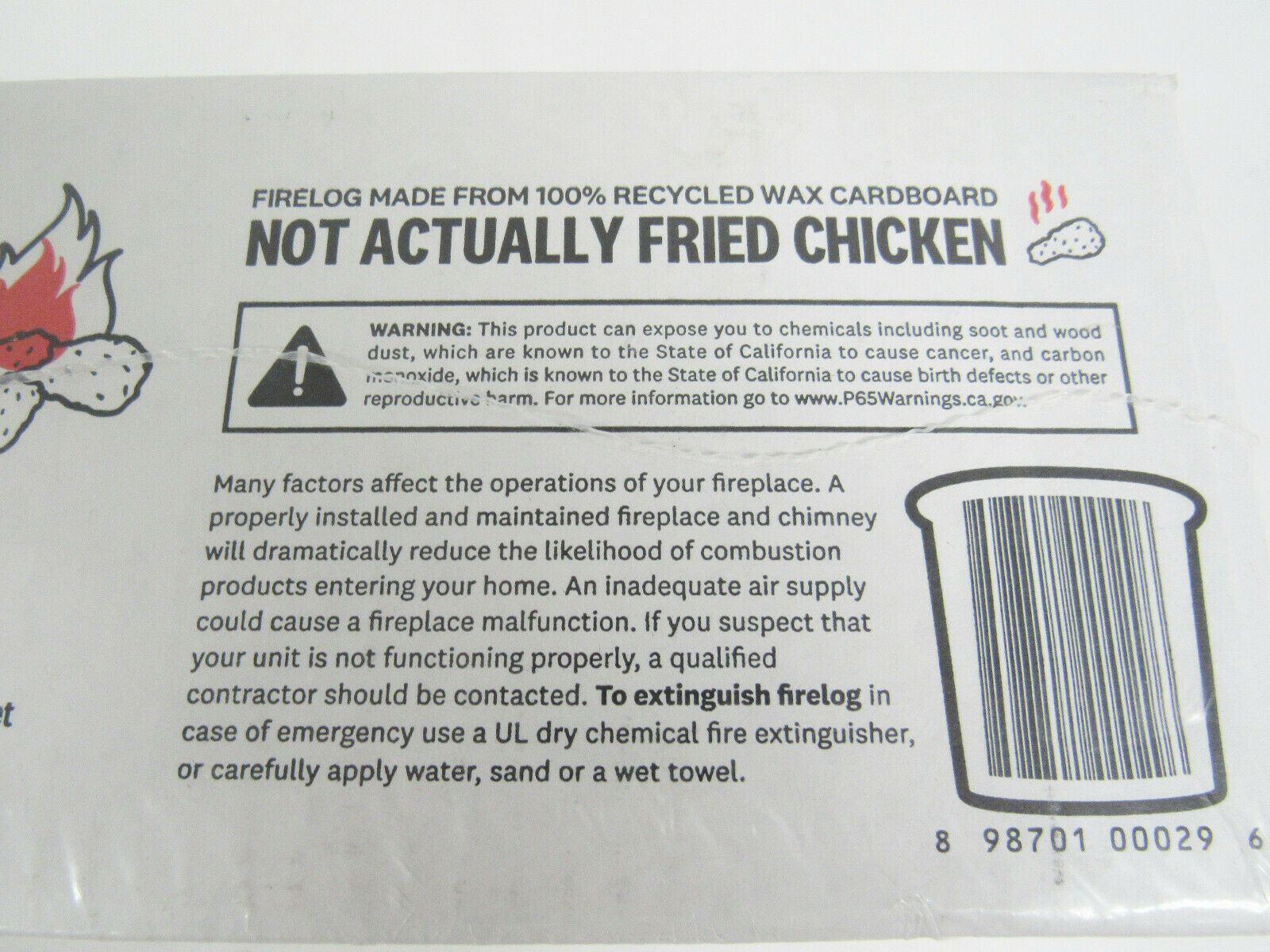 KFC Enviro-Log Fire Log 11 Herbs And Spices Kentucky Fried Chicken New - Fresh Stock Dated December 2025