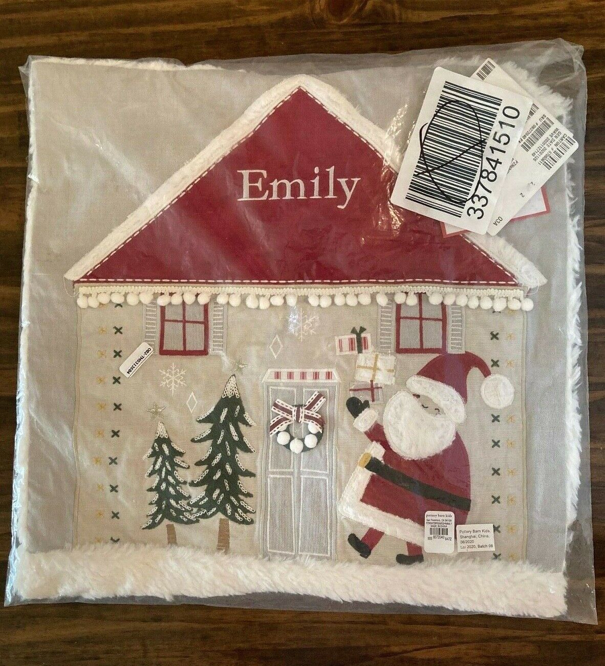 Pottery Barn Kids Night Before Christmas Pillow Sham Cover Monogram EMILY NEW - Fresh Stock Dated February 2026