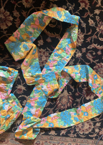 Vintage  Floral maxi Skirt w/ scarf/ sash 1970s mod Crinkle Fabric 25” Waist (2) - Fresh Stock Dated December 2025