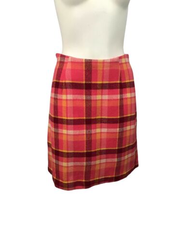 1960s Plaid Skirt / 60s Mod Pink Bold Checked Short Pencil Skirt / Small - Fresh Stock Dated February 2026