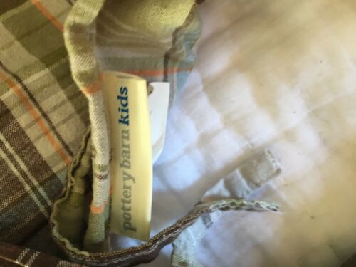 POTTERY BARN KIDS Blue Green Brown Plaid Quilted Standard Pillow Sham - Fresh Stock Dated December 2025