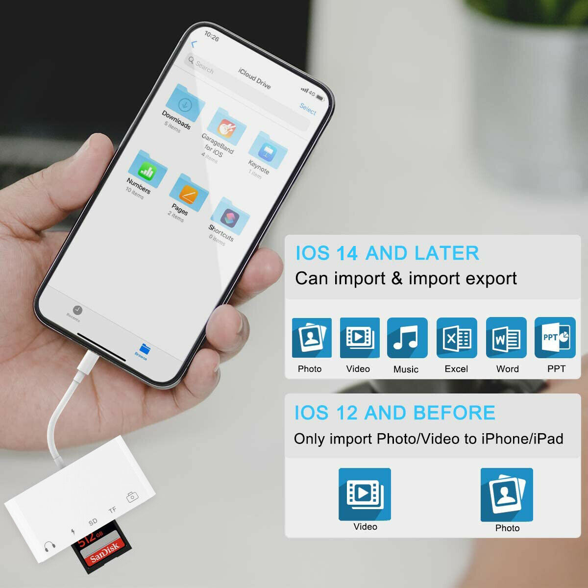 For iPhone 12 11 Pro Max 7 8 to USB Camera Adapter+8Pin Power /OTG /headphone US - Fresh Stock Dated February 2026