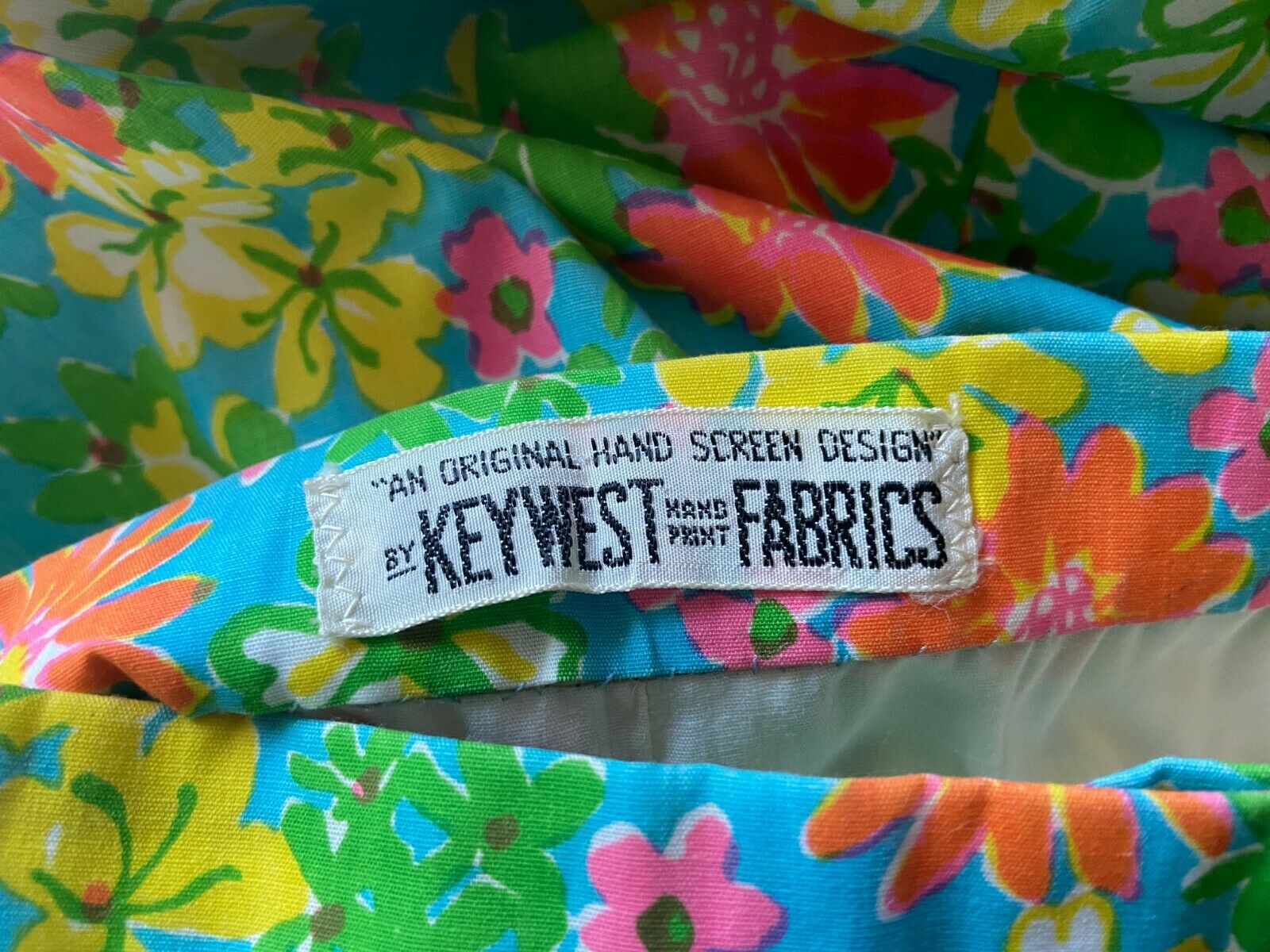 vintage wrap around skirt keywest hand print color fabrics like lilly pulitzer M - Fresh Stock Dated March 2026