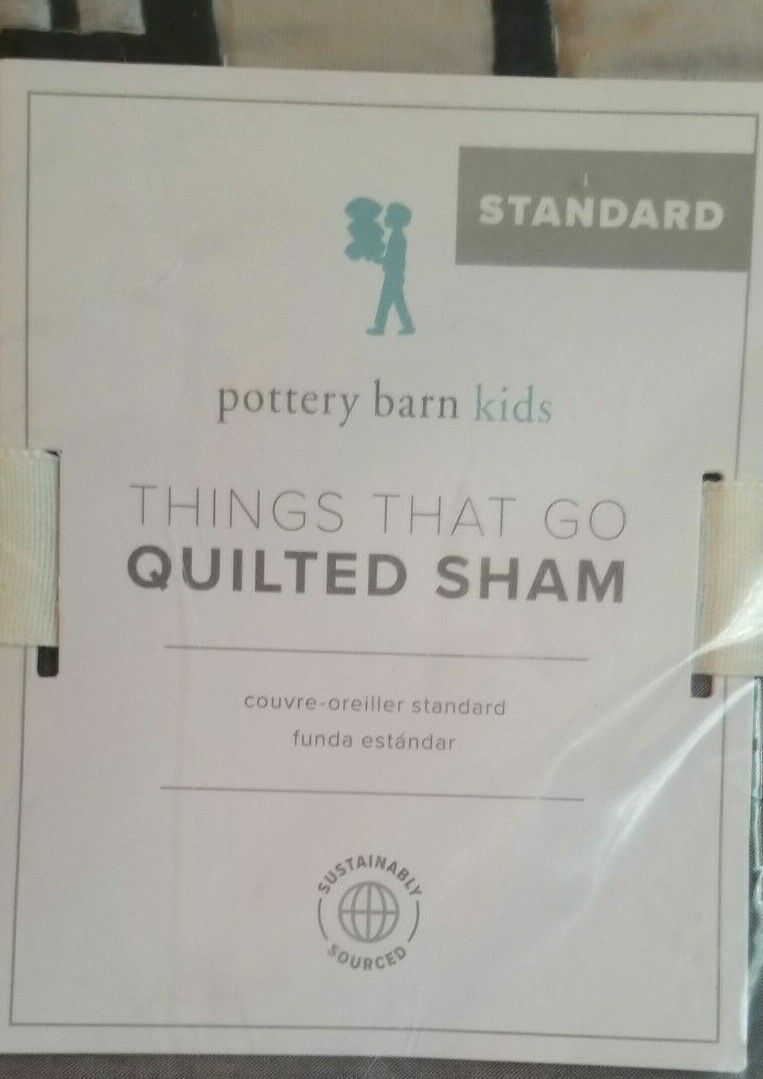 Pottery Barn Kids THINGS THAT GO Quilted Sham STANDARD NEW #P133 - Fresh Stock Dated December 2025