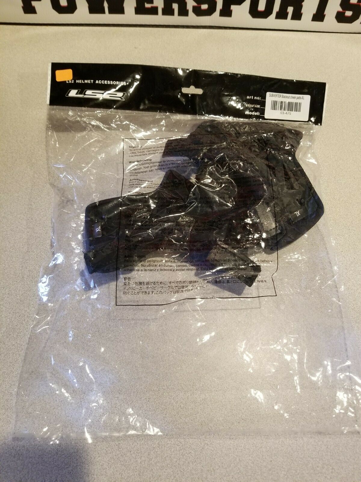 LS2 Subverter Blackout Helmet Removable/Replacement Cheek Pads - XLarge #03-475 - Fresh Stock Dated February 2026