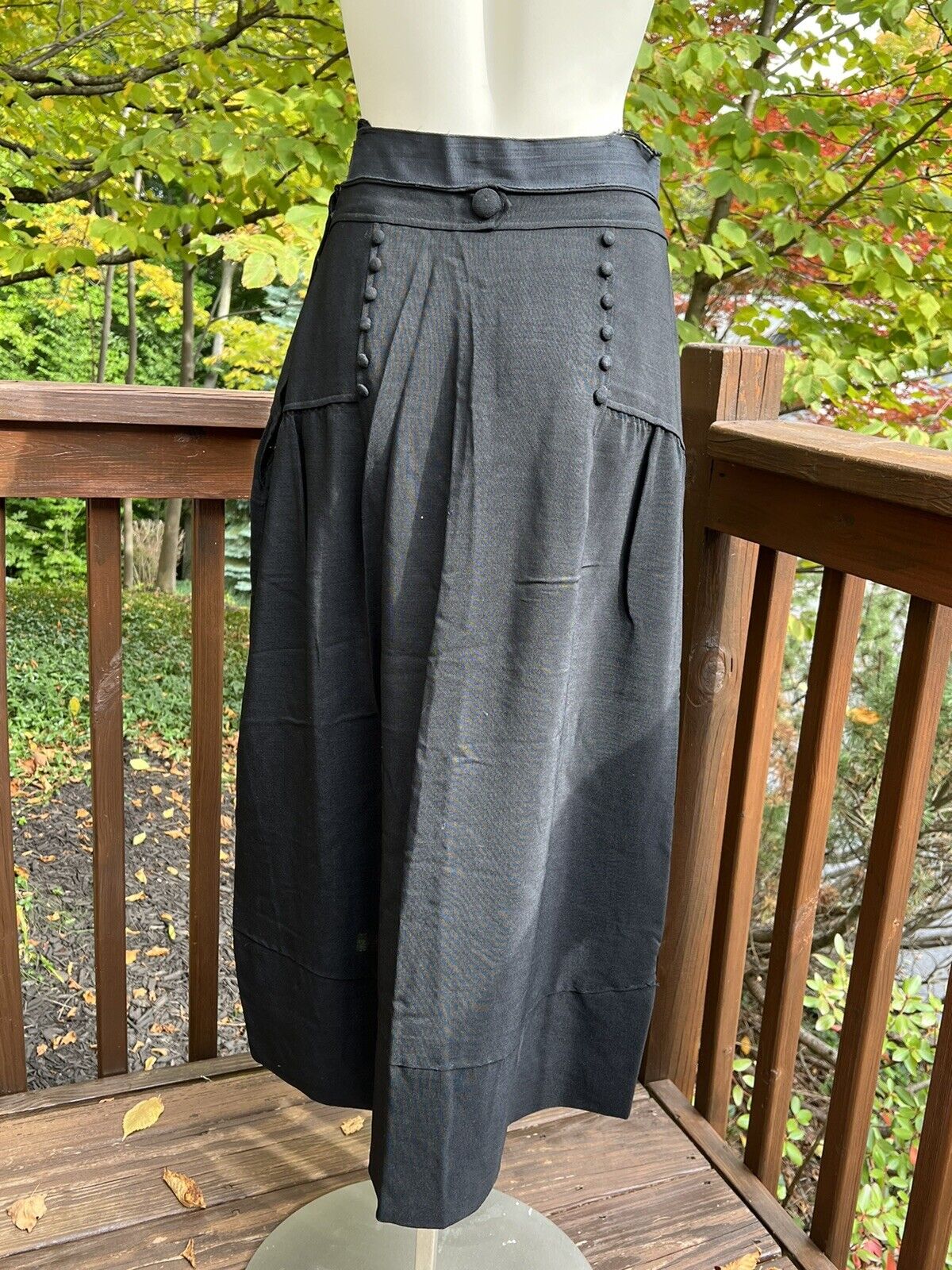 Antique Edwardian Victorian Black Skirt Button Details Mourning Museum Quality - Fresh Stock Dated March 2026