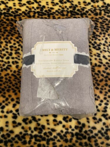 Pottery Barn Teen Emily & Meritt Scallop Ruffle Sham Standard Charcoal NEW D5 - Fresh Stock Dated December 2025