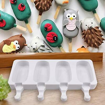 Ice Cream Popsicle Molds Silicone—— Set Of 2 Packs 4 Cavities Homemade Oval I... - Fresh Stock Dated February 2026